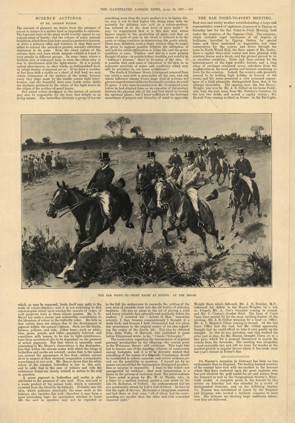 The Bar point-to-point races at Epping: at the Brook. Essex. Racing 1897 print